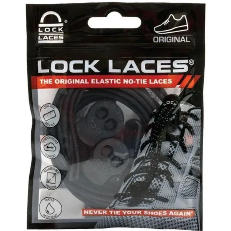 5x Cadarço Elástico Lock Laces Preto Liso