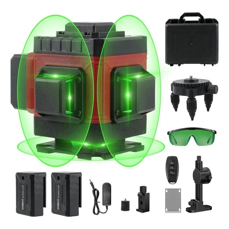 Nível A Laser Verde 12 Linhas Recarregável Com Bolsa Dobevi