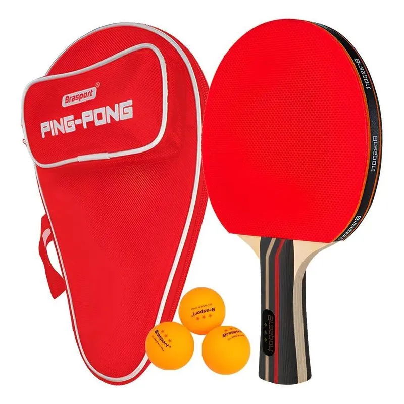 Raquete Ping Pong De Tenis De Mesa Profissional Case Vermel