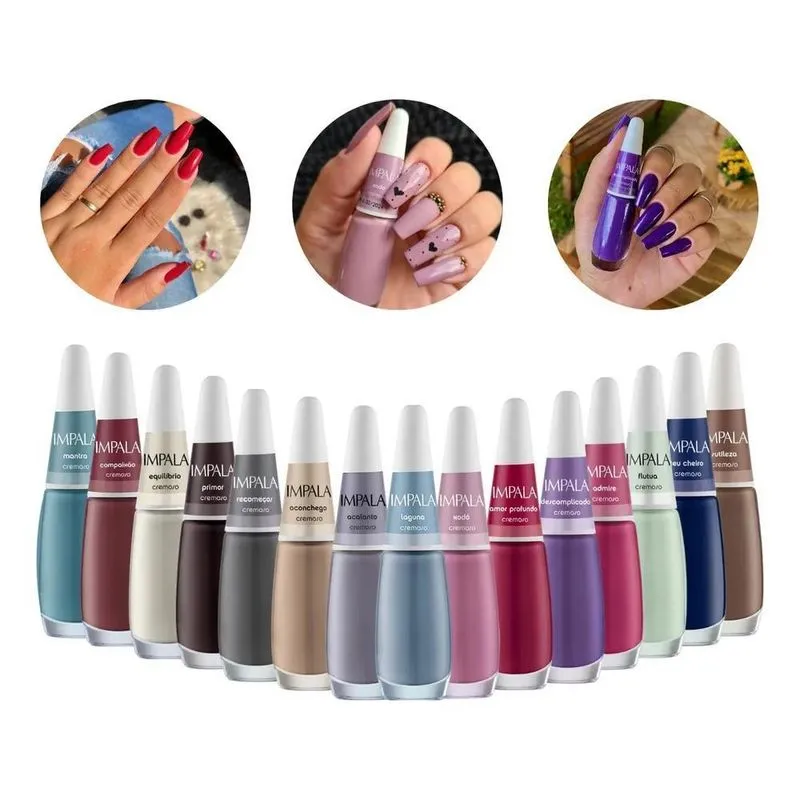 10x Kit 15 Esmaltes Impala Cores Da Sua Moda Sortidos Ataca