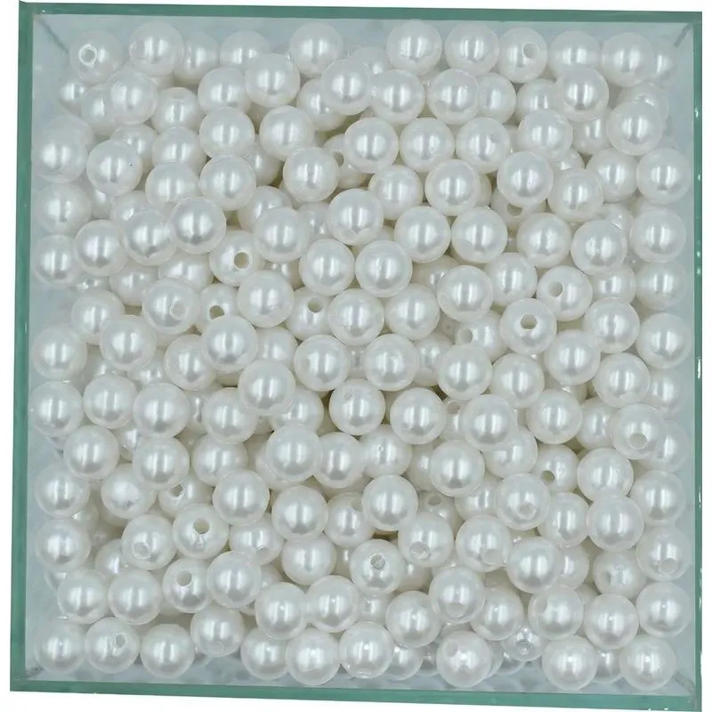 5x Perola Abs Inteira 8mm C/furo 1000 Und 250g Perolas Cor B