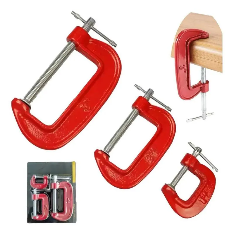 2x Kit Jogo De Grampo Tipo C Sargento 3 Peças 1 / 2 / 3 Pol