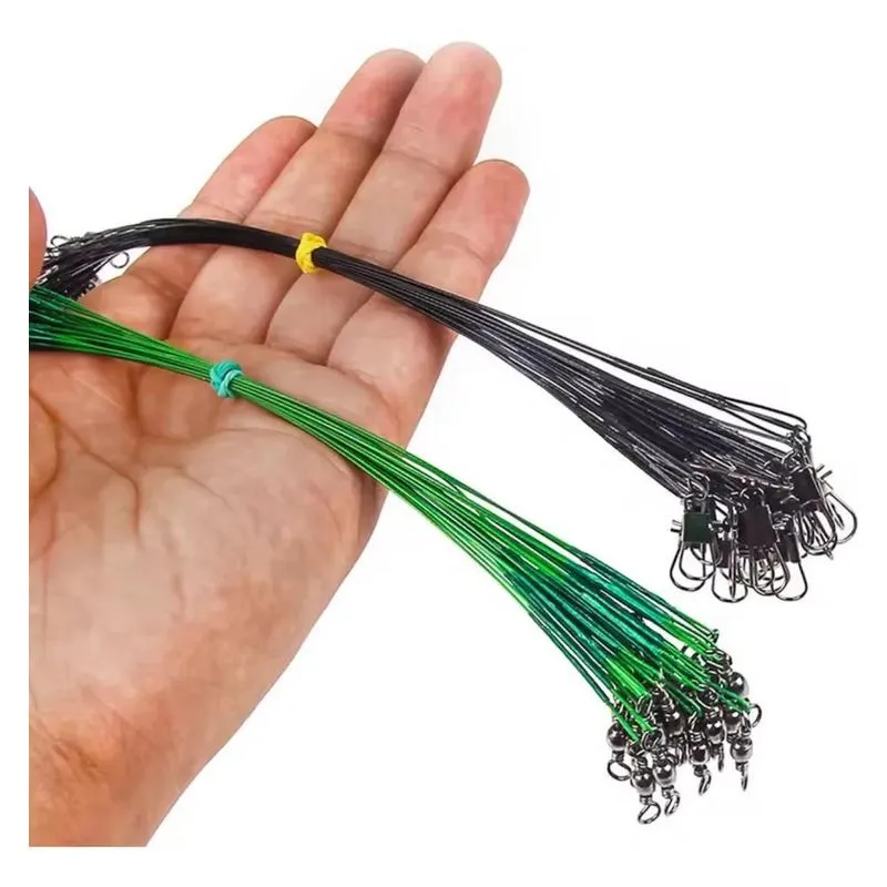 2x Kit 20 Snap Cabo Aço Chicote C Girador Encastoado Pesca 2