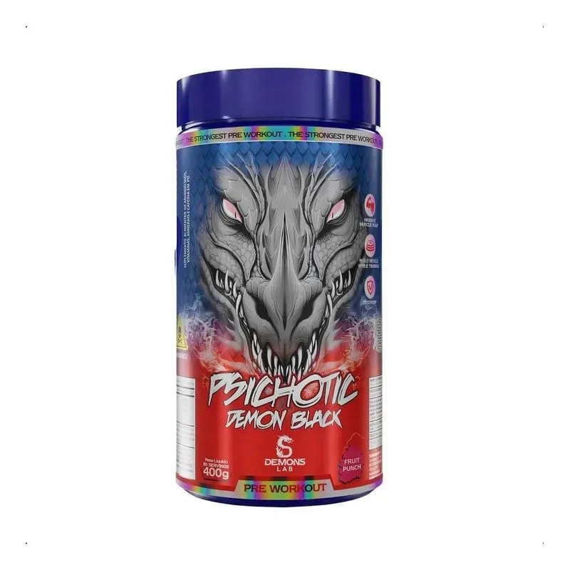 5x Demons Lab - Psichotic Demon Black Pote 400g Sabor Fruit