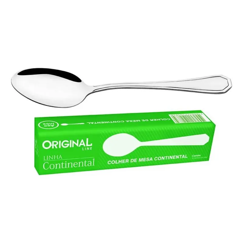 2x Jogo 24 Colher De Sopa Mesa Inox Continental Premium Sl03