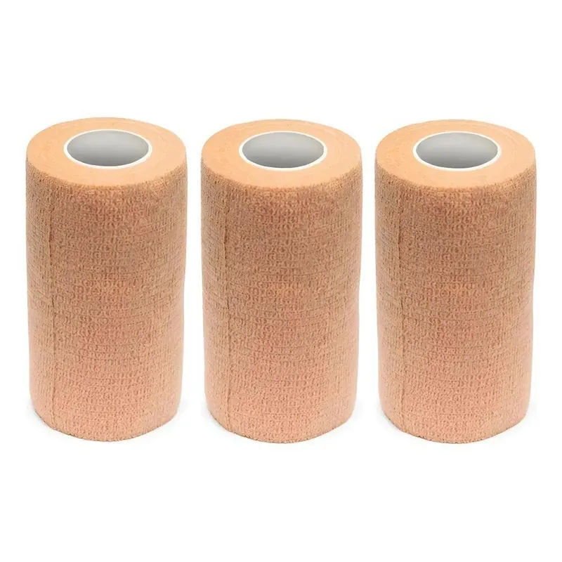 Kit 3 Bandagem Elástica Flexivel Autoaderente 10cmx4,5m Bege