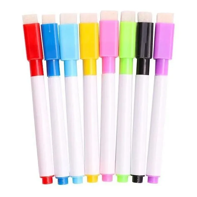 3x 8 Canetas Colorida Para Quadro Branco Com Apagador Na Tam