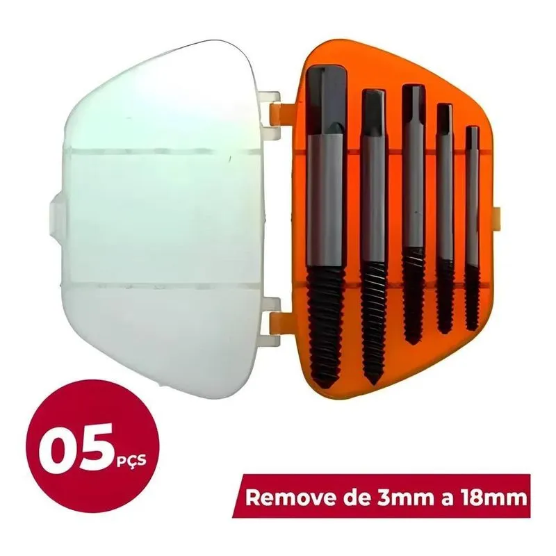 2x Jogo Com 5 Extrator Removedor De Parafuso Porcas Quebrado