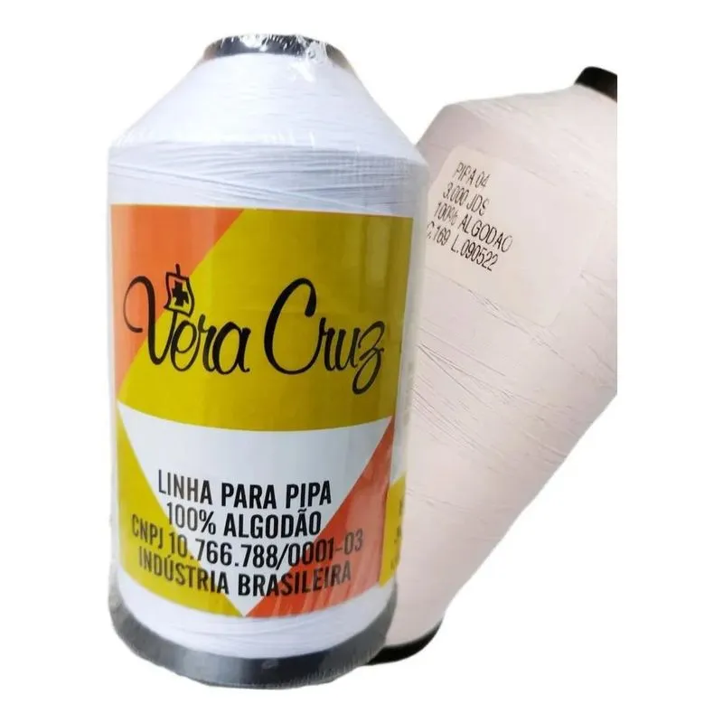 5x Linha De Pipa Vera Cruz 100% Algodão 3000 Jardas Fio 4 Fo