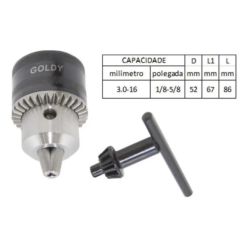 5x Mandril Cônico Com Chave 5/8 3-16mm B16 Goldy