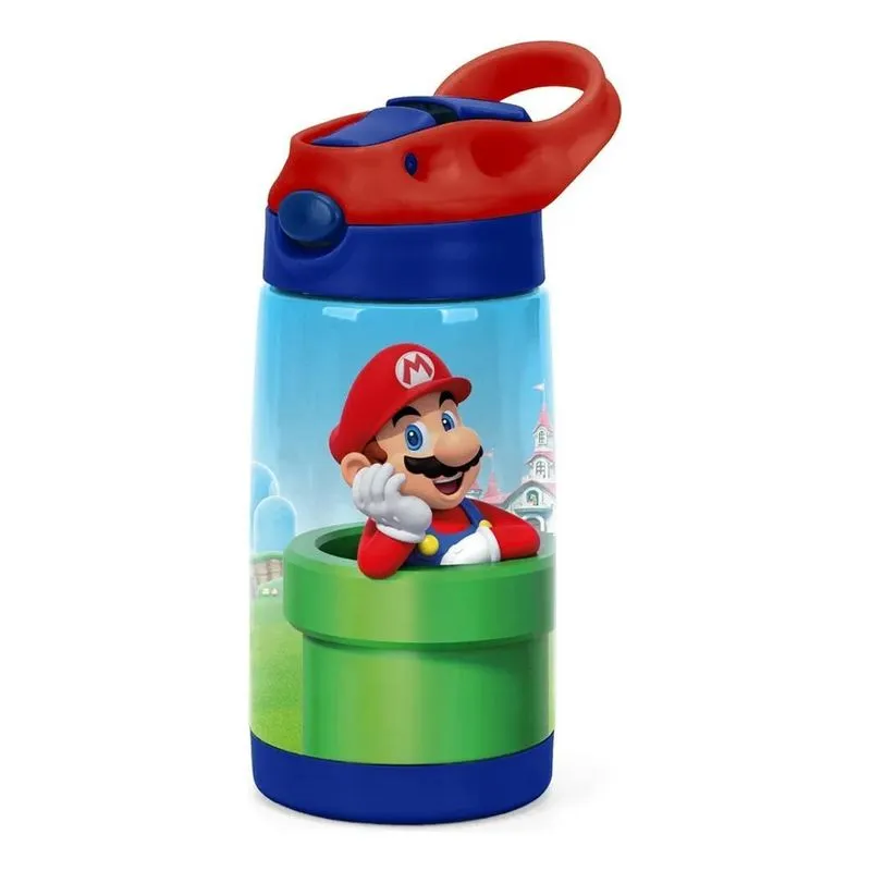 2x Garrafa Inox Garrafinha Infantil Escolar Super Mario Bros