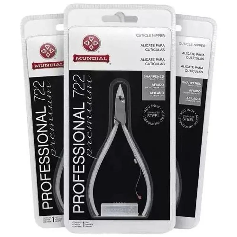 3x Kit 3 Alicates Inox 722 Cutícula Profissional Afiado Mund