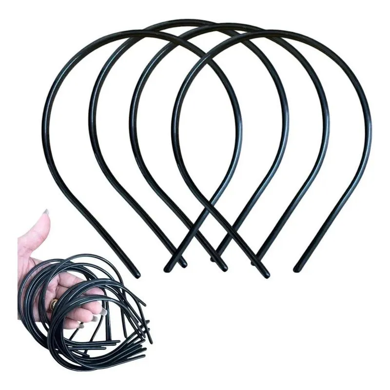 5x 12 Tiaras Arco Arquinho Fina Preta 5mm Para Encapar Forra