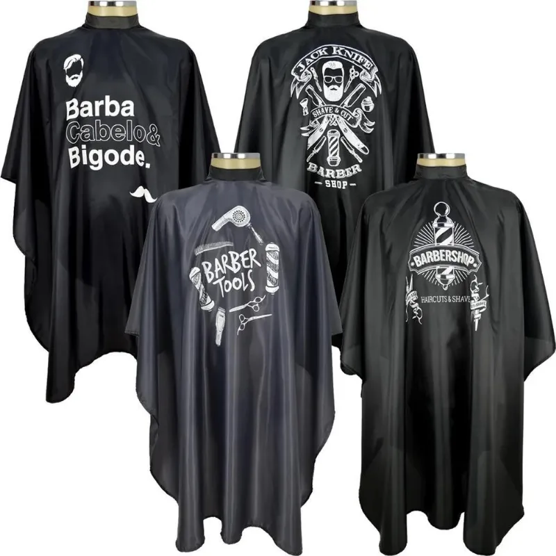 5x Capa De Corte Estampada Cabeleireiro Barbearia Kit Com 4