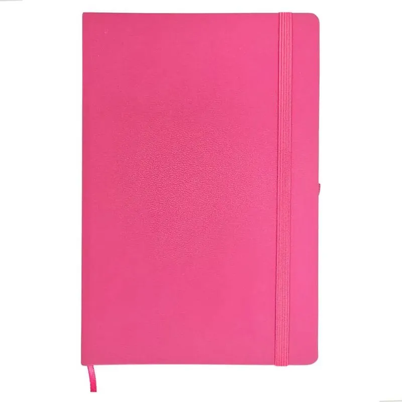 Caderneta Anotação A5 Executiva Tipo Moleskin Pink Com Pauta