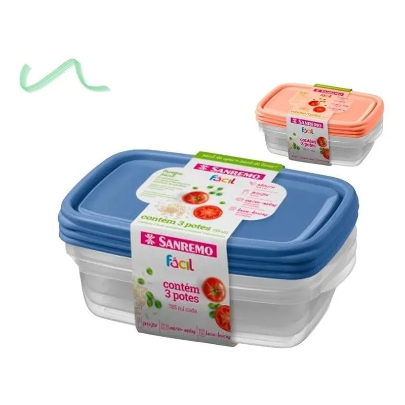 2x Conjunto 3 Potes Herméticos Mantimento Freezer Sanremo 78