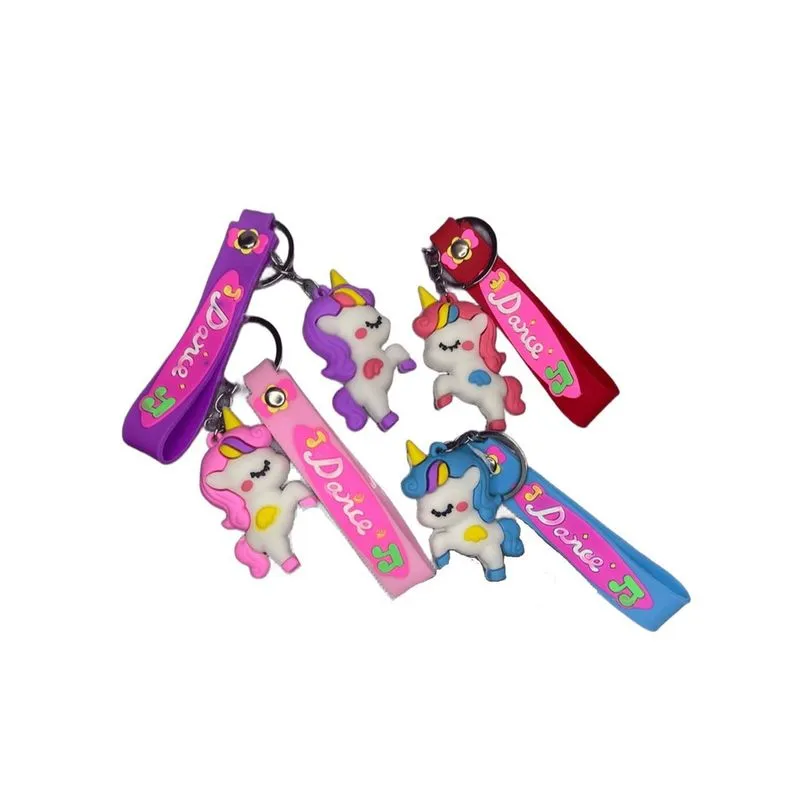 Kit Chaveiro Unicórnio Emborrachado 3D Colorido Infantil 8Cm