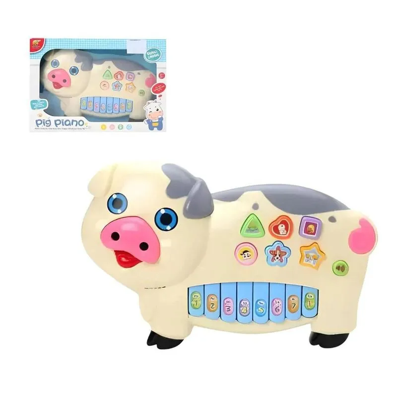 Teclado Infanti Brinquedo Porquinho Bebê Com Luzes Música