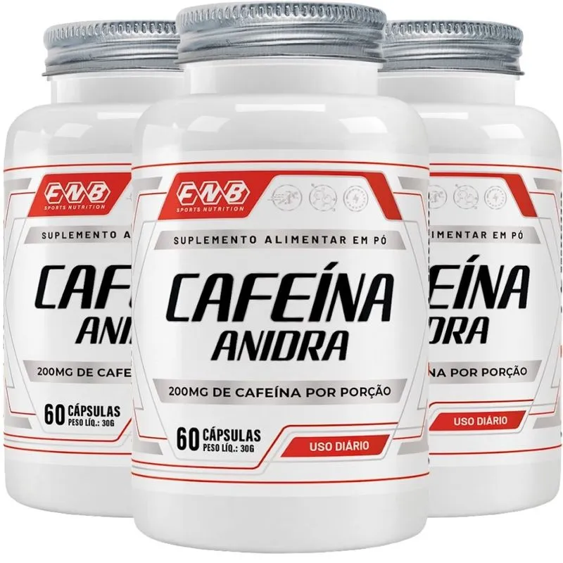 KIT 3X Cafeína Anidra 200mg 60 cápsulas - FNB Sports