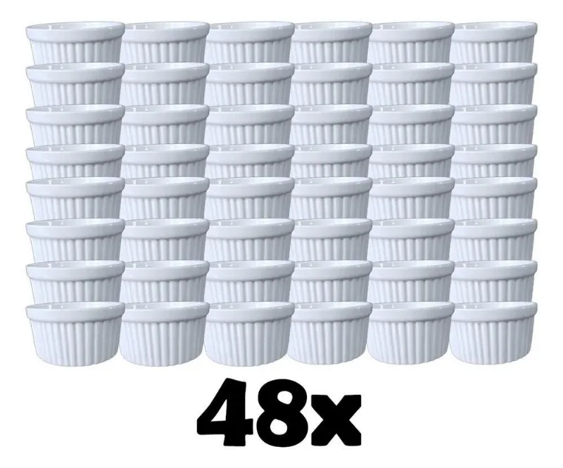 5x Kit 48x Ramekin 77ml Porcelana Molheira Porta Molho Peque