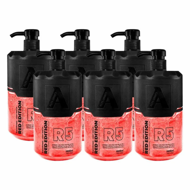 Kit 6x Shaving Gel Red Edition R5 1000ml Alfa Looks
