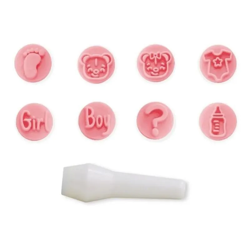 Kit 8 Carimbos Para Doces Baby Rosa Bb Bluestar Chá De Bebe