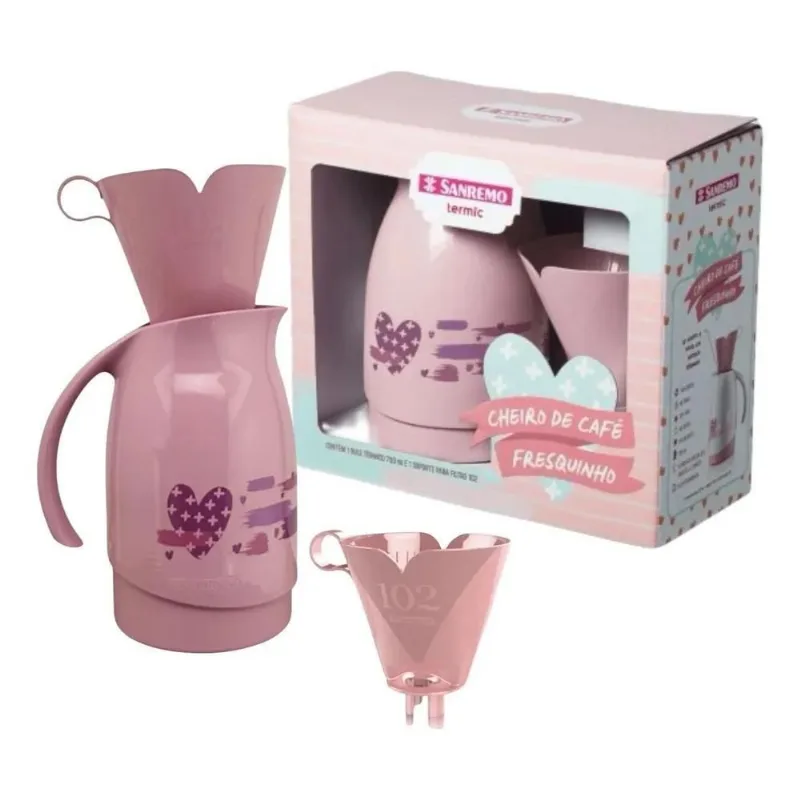 Conjunto Bule Térmico Garrafa 700ml + Suporte Para Filtro Café