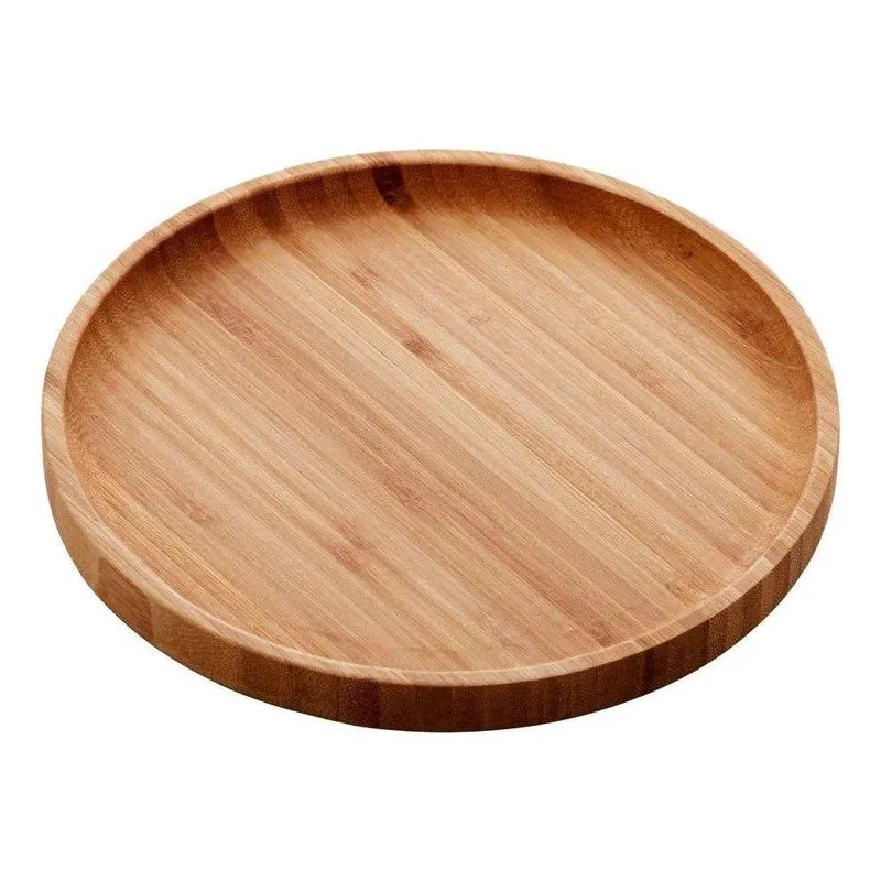 3x Bandeja De Bambu Redonda Petisqueira Servir Decorar - Lyo