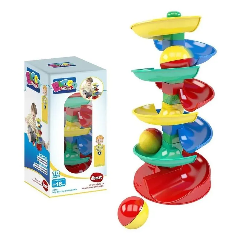 3x Brinquedo Infantil Rola Bola Dismat Blocolandia 18 Pcs 25