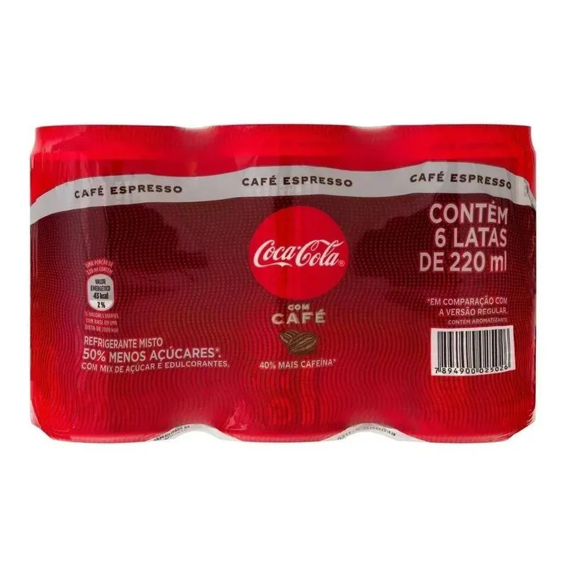 5x Pack Refrigerante Café Espresso Coca-cola Mini Lata 6 U