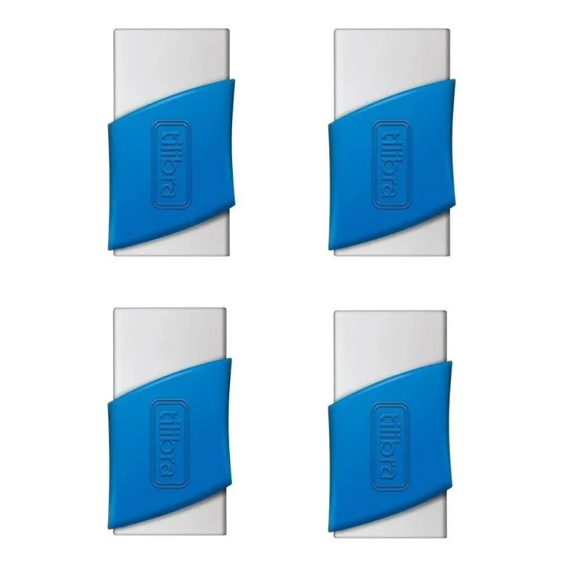 5x 4 Borracha Tilibra Branca Com Capinha Azul