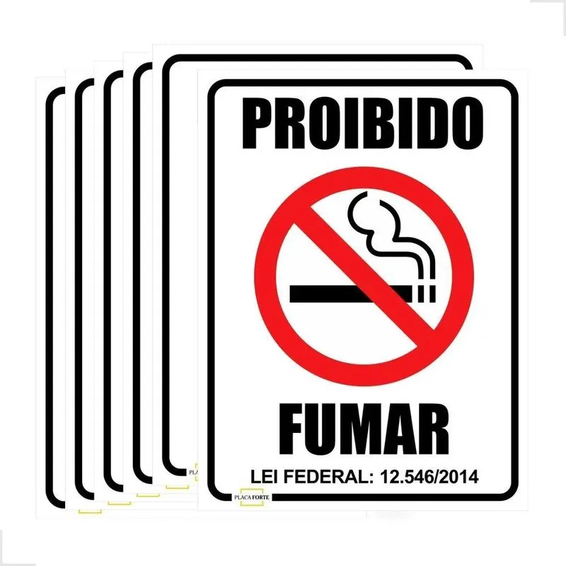 2x 5 Placas Proibido Fumar 20x15cm Não Fume Neste Local Com