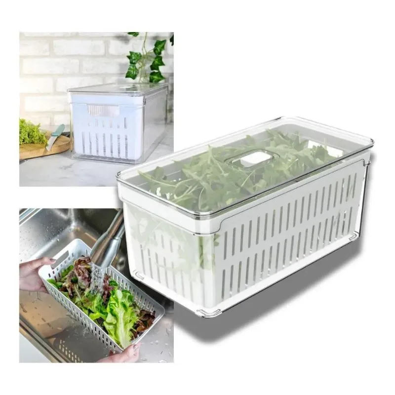Organizador De Geladeira Com Escorredor Tampa 5l Clear Fresh
