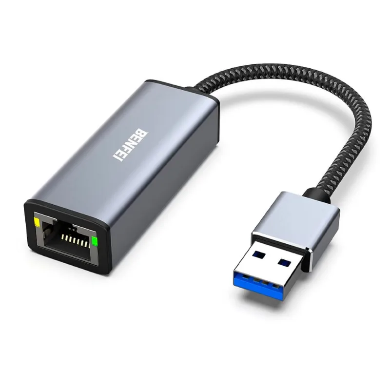 Adaptador Benfei USB 3.0 para RJ45 Ethernet Cinza