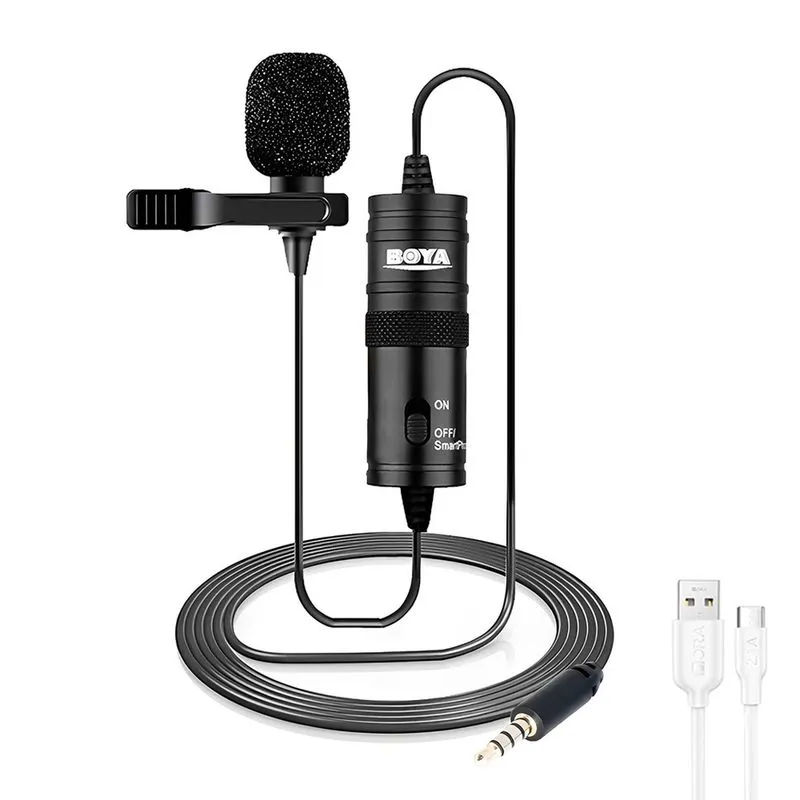 Microfone Lapela Boya By-m1 3.5mm + Cabo Usb 2.0 a/c Branco