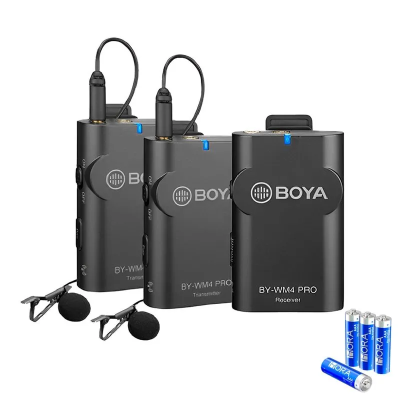 Microfone Lapela Boya By-wm4 Pro K2 + 4 Pilhas Alcalinas aaa