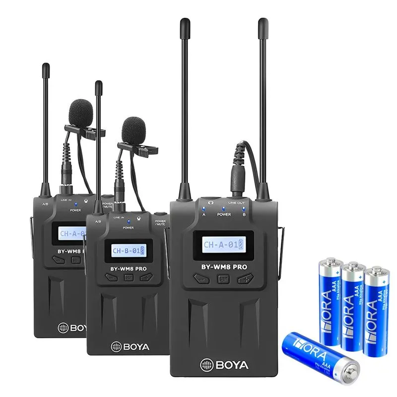 Microfone Lapela Boya Bywm8 Pro K2 + 4 Pilhas Alcalinas aaa