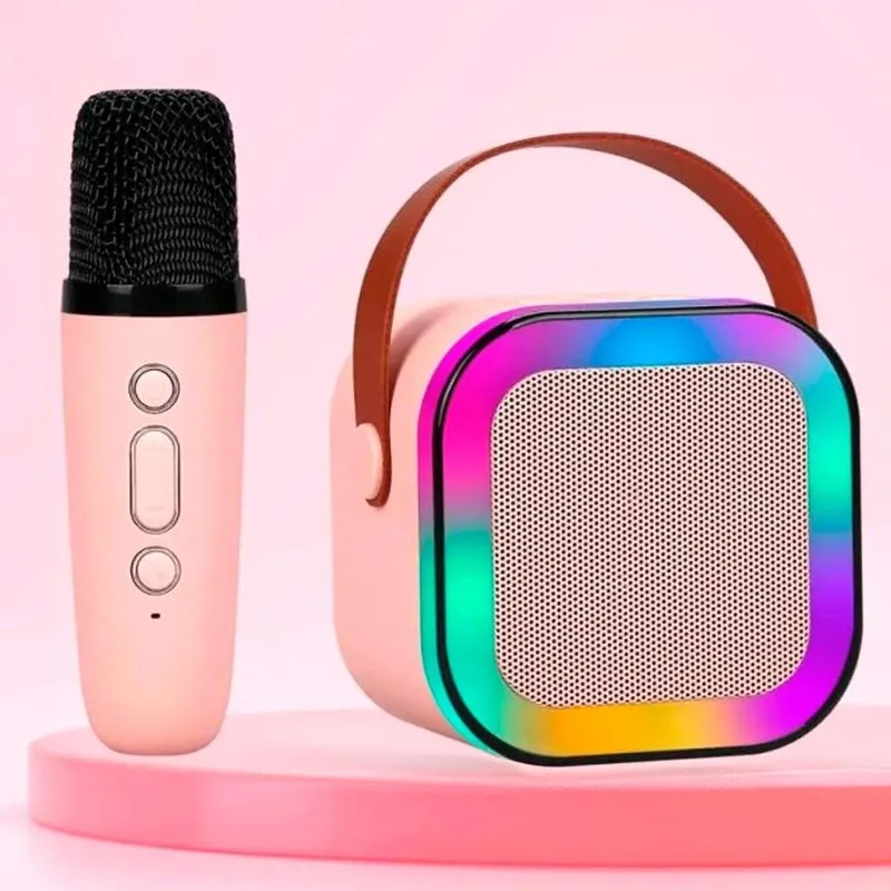 Caixa Som Karaokê Adulto Bluetooth Microfone Portátil Led