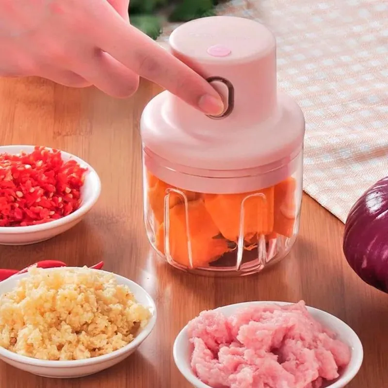 Cortador E Moedor De Alimentos Mini Portátil Com Bateria