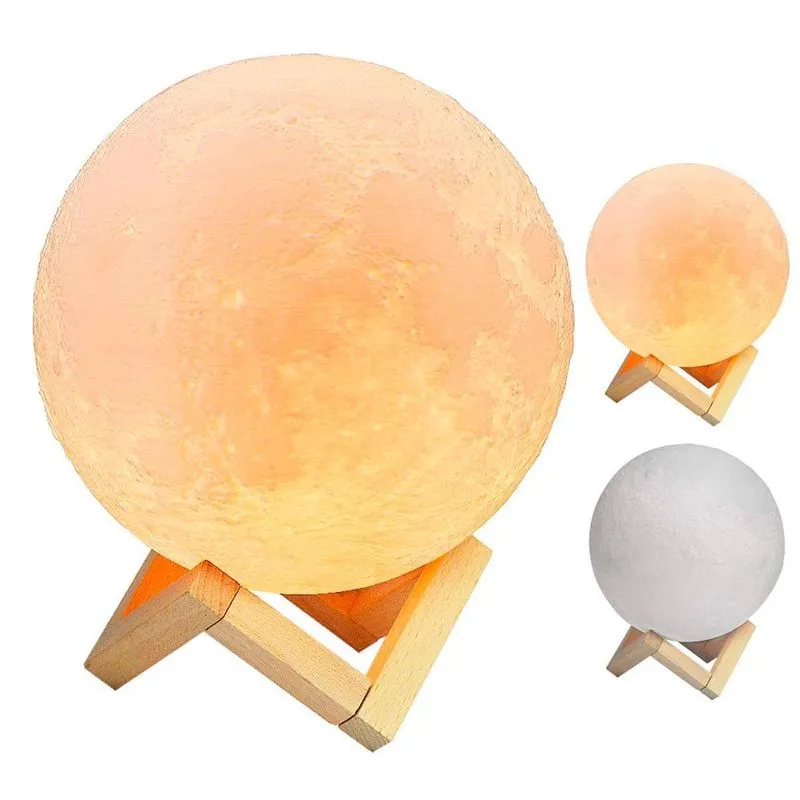 Abajur Umidificador Difusor Ar Lua Cheia 3D Luminária RGB