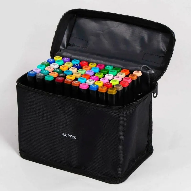 Kit Canetinhas 60 Unidades Desenho Escolar Colorido
