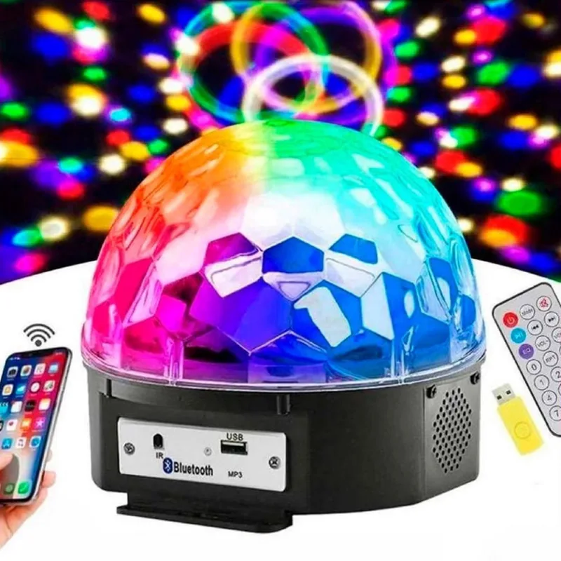 Iluminação De Festa Globo De Espelho Balada Giratória Usb