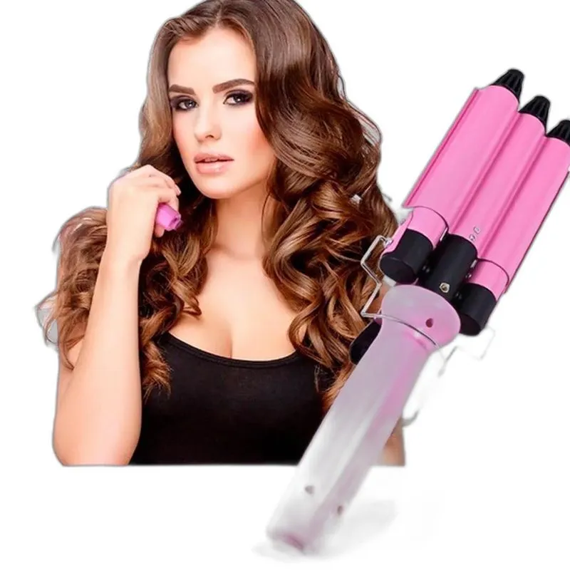 Ondulador Tri-onda Rosa Bivolt 25mm Profissional Cabelo
