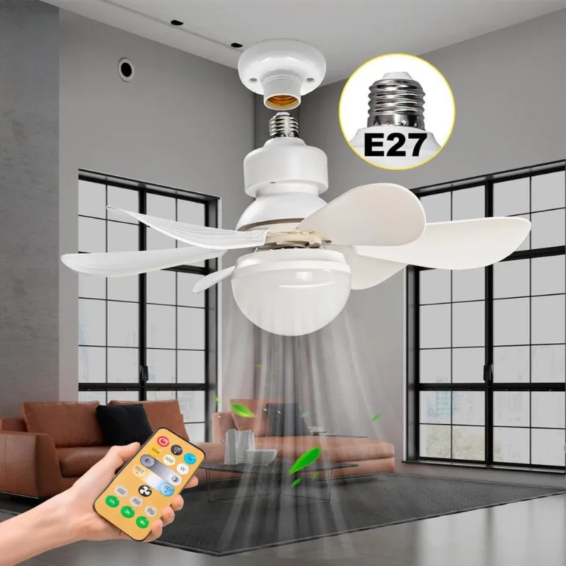 Ventilador Teto Silencioso Potente 6 Pás Lâmpada E Controle