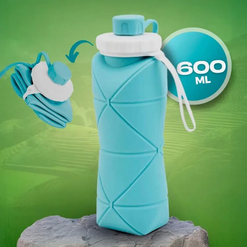 Garrafa Dobrável 600Ml Ideal Para Viagem Não Vaza