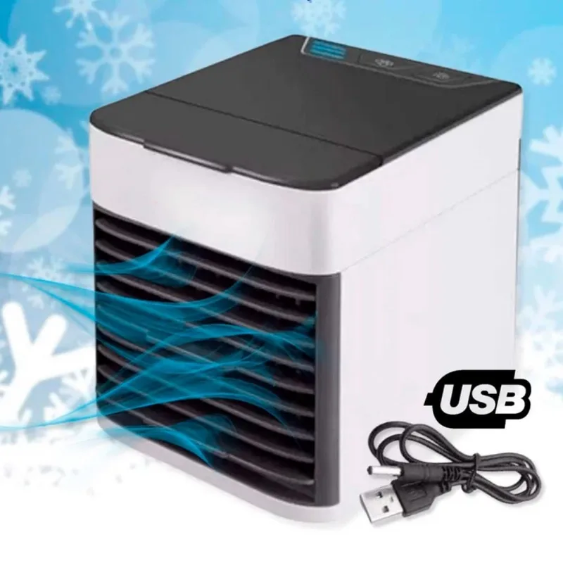Ar Condicionado Mini Usb Portátil Ventilador E Luz Led