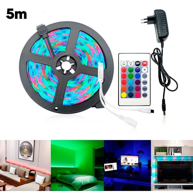 Fita Led Rgb 5m Iluminação Neon Brilho Digital Controlador
