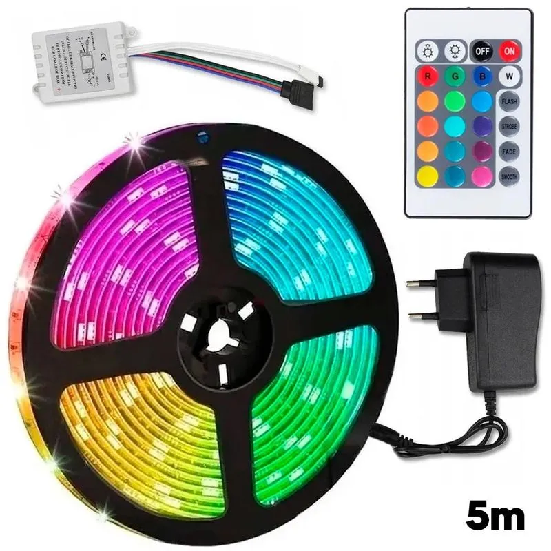 Fita Led Rgb 5m Brilho Neon Flexível Iluminação Luz Digital