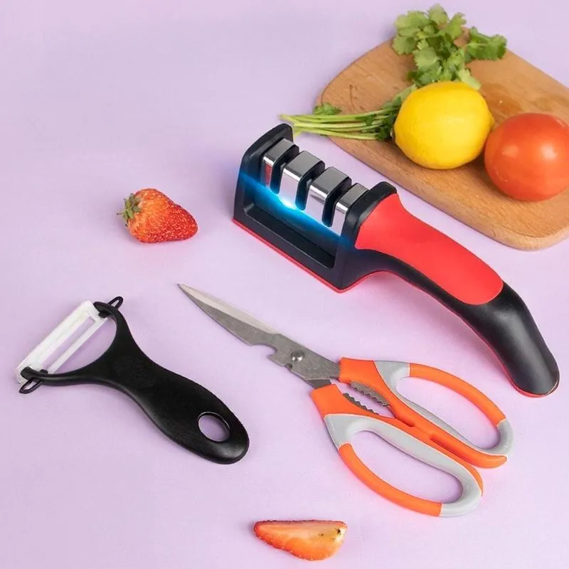 Kit Profissional Amolador Afiador Para Facas E Cozinha