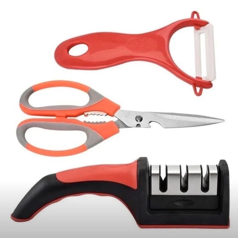 Kit Profissional Amolador Afiador Para Facas Tesoura Cozinha
